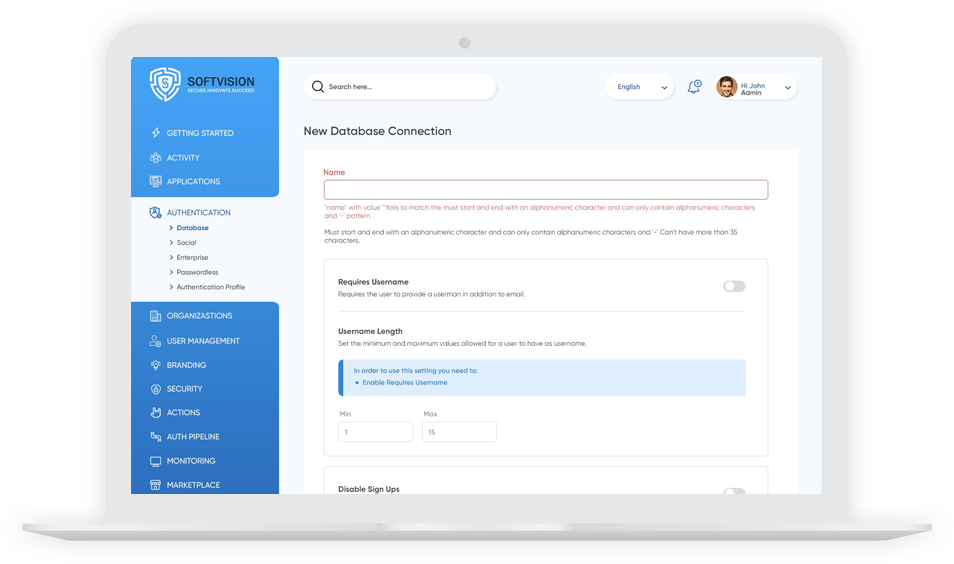 Softvision Corp - Authentication Database